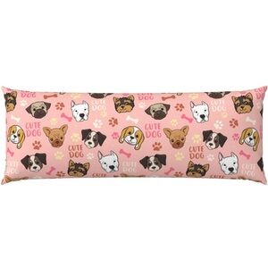 Charming Dog Print Pink Accent Pillow
